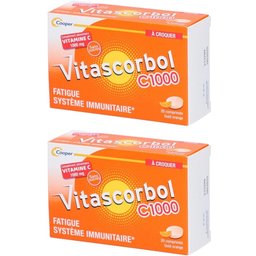 Vitascorbol C1000 A Croquer - Complément alimentaire Vitamine C - 20 comprimés à croquer - Goût Orange