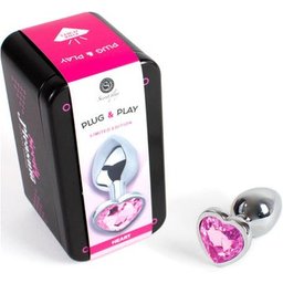Metal Butt Plug Corazón Fucsia Talla S 7cm 1ud