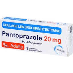 Pantoprazole EG Labo Conseil 20 mg pour reflux et remontées acides - Boîte 7 comprimés