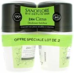 24H Citrus Déodorant Fraîcheur Anti-Traces Roll-On Bio Lot 2 x 50 ml - Lot 2 x 50 ml