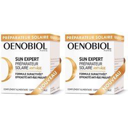 Oenobiol SUN Expert Préparateur Solaire Anti-Âge - Efficacité Anti-Âge prouvée - Protection cellulaire renforcée2 - Favorise un hâle intense et éclatant - Complément Alimentaire 30 capsules -