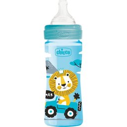 Biberão Well Being Silicone Selva Azul 250ml 1 Unidade