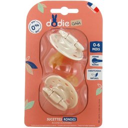 Gaia Set Sucettes Rondes Caoutchouc Sable 0-6m 2 Unités