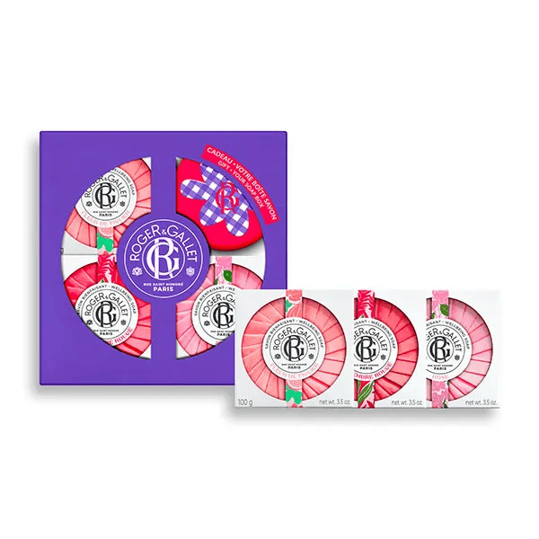 Coffret 3 Savons Bienfaisants Fleur de Figuier, Gingembre, Rose 100g
