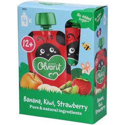 Olvarit | Gourde Fruits | Bébé Dès 12 Mois |Banane Kiwi Fraise