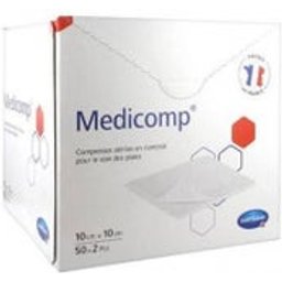 Medicomp Compresses Non Tissé Stériles 10 x 10 cm Boite de 50 sachets
