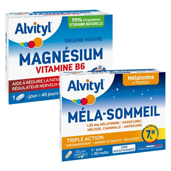 Sérénité Magnésium Vitamine B6 45 comprimés + Méla-Sommeil 30 gélules