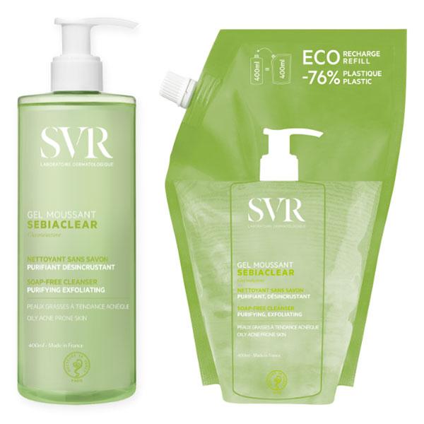 Sebiaclear Gel Moussant 400ml + Eco-Recharge 400ml Peaux Tendance Acnéiques