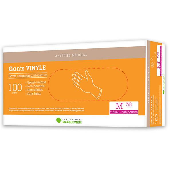 Pro Gant Examen Ambidextre Vinyle Non Poudrés Taille M 100 unités