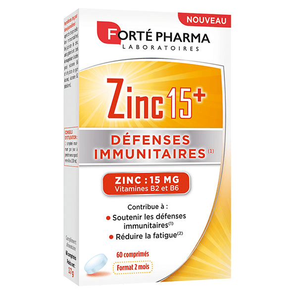 Zinc 15+ Défenses Immunitaires Fatigue 60 comprimés