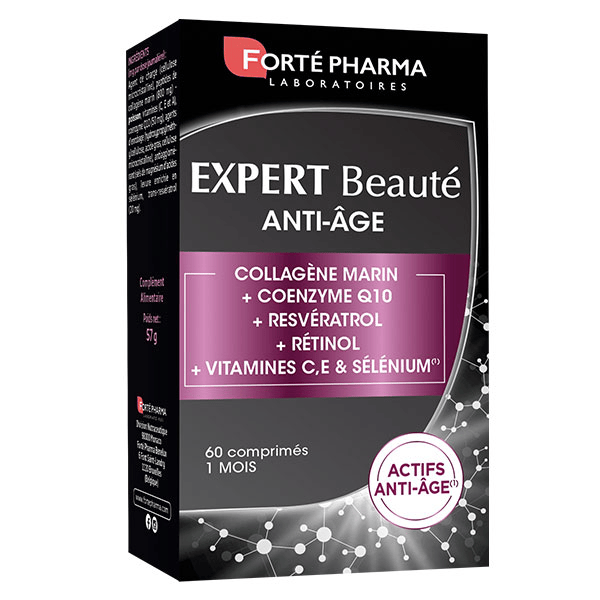Expert Beauté Anti Age Collagène Resvératrol Rétinol 60 comprimés