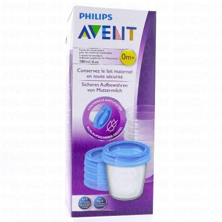 Pots de Conservation pour Lait Maternel Réutilisables 180ml x5 Pots