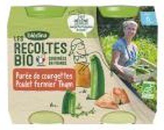 Blédina Les Récoltes Bio Purée de Courgettes Poulet Fermier Thym dès 6 Mois Biologique 2 POTS - 2 pots 2 pots de 200 g