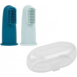 Escova de Dentes Bebe Silicone Azul 2uds + Estojo