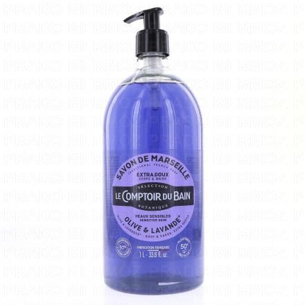 LE COMPTOIR DU BAIN Savon liquide de marseille olive-lavande flacon 1l