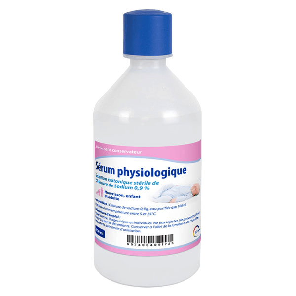 + Sérum physiologique, flacon avec capsule Safety+ 500ML