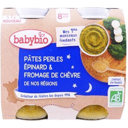 Pâte Perles Épinard Fromage De Chèvre 8M+ Bio 2x200g