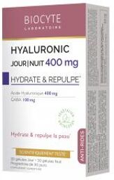 Hyaluronic Jour/Nuit 400 mg Anti-Âge 24H 60 Gélules - Boîte 30 gélules jour + 30 gélules nuit