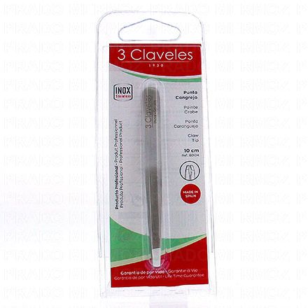 3 CLAVELES Pince à épiler crabe en inox 10 cm