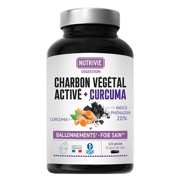 Charbon Végétal Activé Curcuma Végan 120 gélules