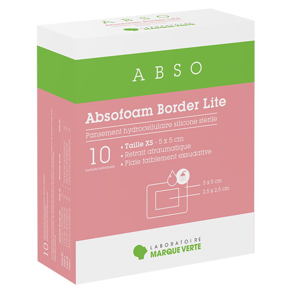 Absofoam Border Lite Pansement Hydrocellulaire 5cm x 5cm 10 unités