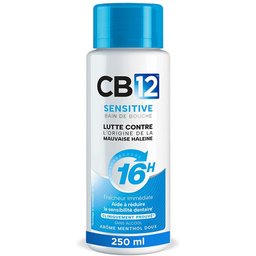 - Bain de bouche Sensitive - Lutte contre la mauvaise haleine pendant 12 heures pour les dents sensibles - Sans alcool - Arôme menthe légère - Flacon 250 ml