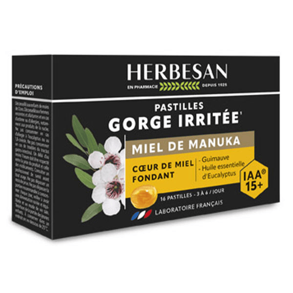 Miel de Manuka Pastilles Gorge Coeur de Miel Fondant IAA15+ 16 pastilles