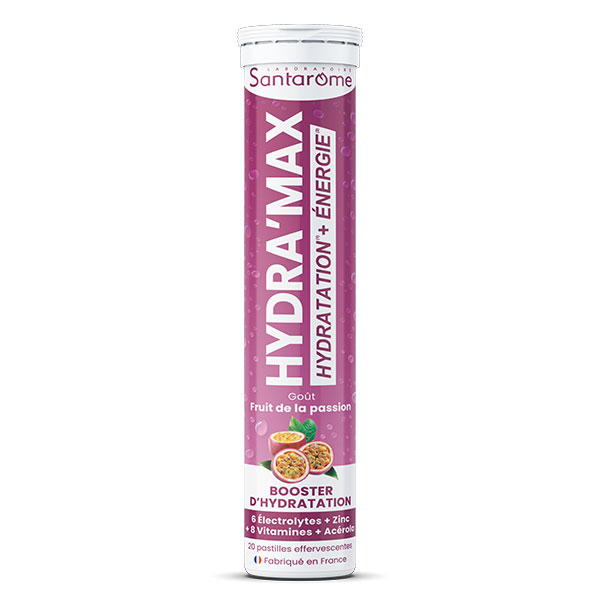Santarome - Hydra'max Solution d'hydration - Fruit de la passion - 20 comprimés