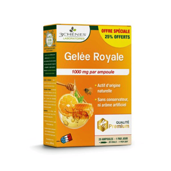 3 Chênes Ampoule Hiver Gelée Royale 20 ampoules 25% offerts