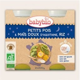 Petits Pots Bonne Nuit Petits Pois Maïs Riz Bio 6 mois 2 x 200 g