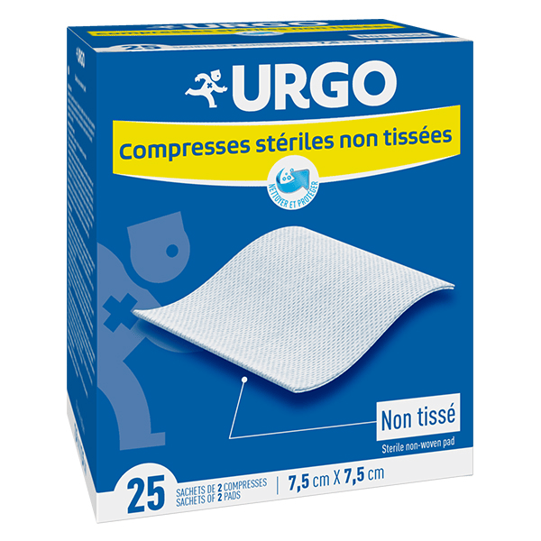 Soins Infirmiers Compresse Non Tissé Stérile 7,5 x 7,5cm 25 sachets