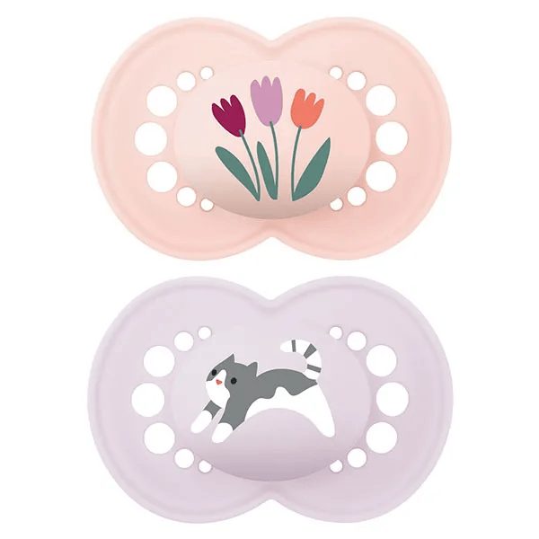 Sucette Original Nature 6+ mois Silicone Motif Tulipe Chat x2