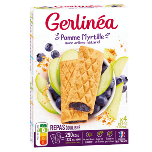 Gerlinéa Repas Equilibré Barre Pomme Myrtille 8 unités