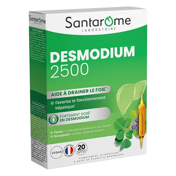 Santarome Phyto - Desmodium 2500 - Détoxifiant du Foie - 20 ampoules