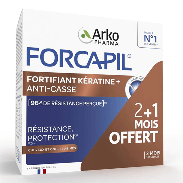 Forcapil Fortifiant Cheveux Kératine + 180 gélules