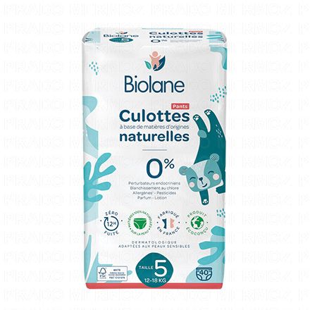 Culottes naturelles taille 5 - 12à18kg x40 couches
