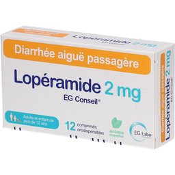 Loperamide EG Conseil 2 mg contre diarrhées - Dès 12 ans - Boîte 12 comprimés