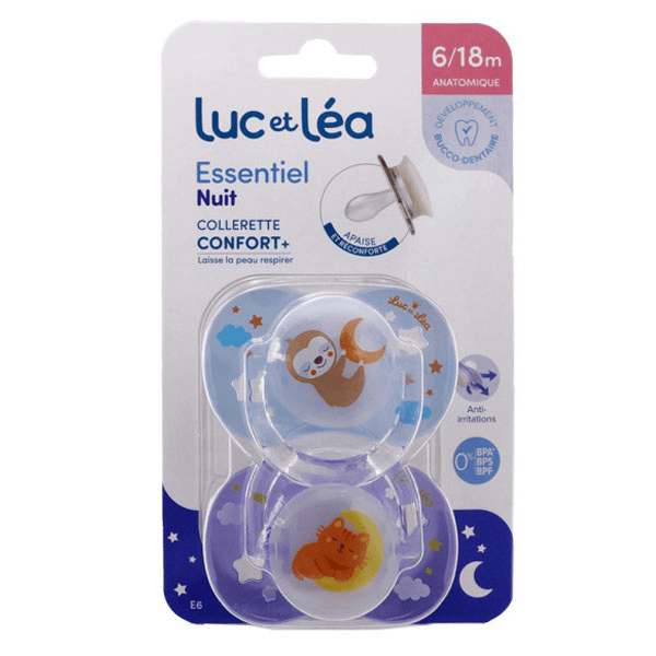 Essentiel 2 Sucettes Nuit Anatomiques 6-18 mois