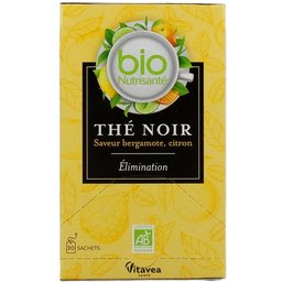Nutrisanté Thé Noir Élimination Bergamote Citron Bio 20 Sachets