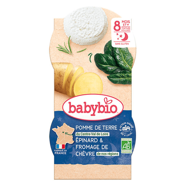 Repas Soir Bol Pomme de Terre Epinard Chèvre +8m Bio 2 x 200g