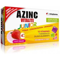Azinc Vitalité Junior Goût Fraise 30 comprimés à croquer