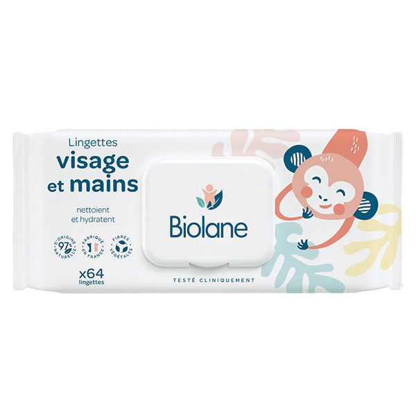 Bain et Toilette Lingette Visage et Mains 64 unités