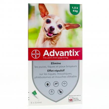 très petit chien spot on 1.5 à 4 kg x 6 pipettes