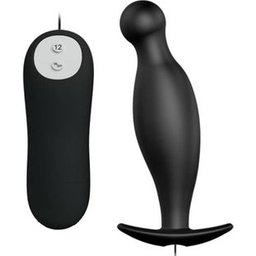 Anal Plug Silicone 12 Modes Vibration Noir 1pc