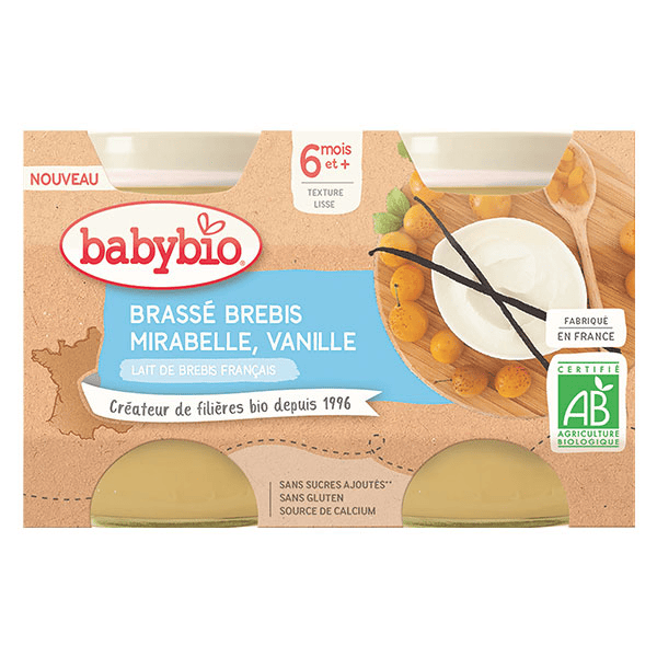 Pot Brassé Brebis Quetsche Vanille +6m Bio 2 x 130g