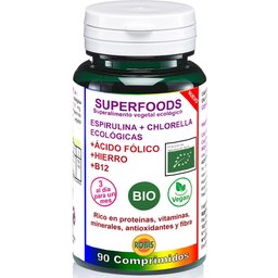 Spirulina+Chlorella+Acide Folique+Iron+B12 90Comp