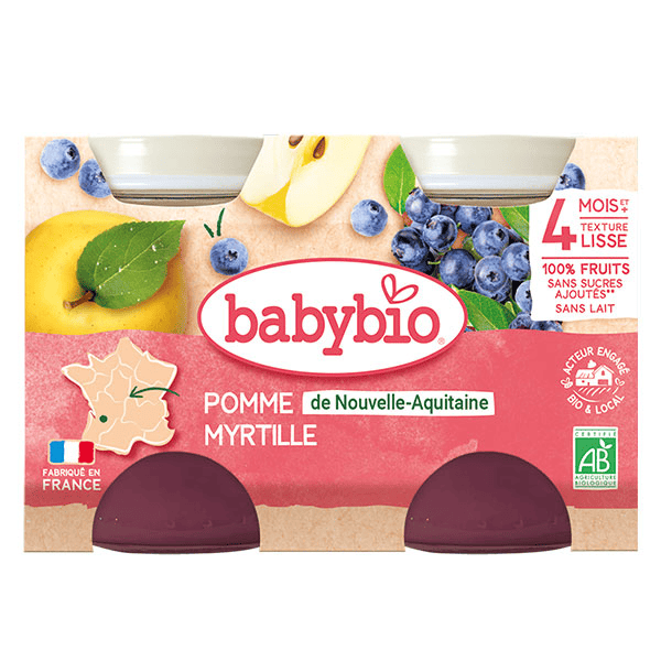 Fruits Pot Pomme Myrtille +4m Bio 2 x 130g