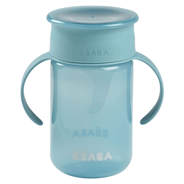 Tasse Apprentissage 360° Anti-Fuite Poignées Amovibles Bleu 340 mL