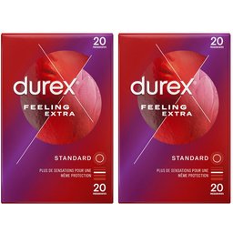 Préservatifs Feeling Extra - 2 x 20 Préservatifs Fins et Extra Lubifiés