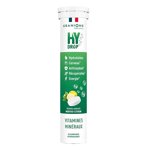 Granions Hydrop Vitamines et Minéraux Menthe-Citron 20 comprimés